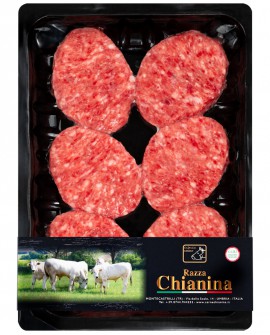 Mini Hamburger di Carne Chianina da 73g - confezione n.6 pezzi 440g skin - Carne Certificata - Macelleria Co.Pro.Car. San Nicolo