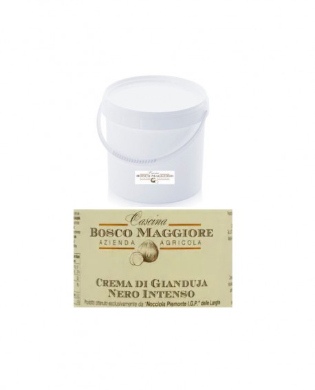 Crema di Gianduja Nero Intenso di Nocciole Piemonte IGP - secchiello 1Kg spalmabile artigianale - Cascina Bosco Maggiore