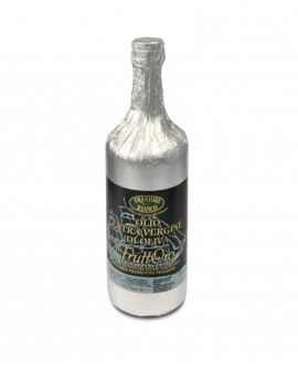 Fruttoro Olio extra vergine d'oliva - cultivar Taggiasca -  carta Argento bottiglia 1000ml - Olio Frantoio Bianco