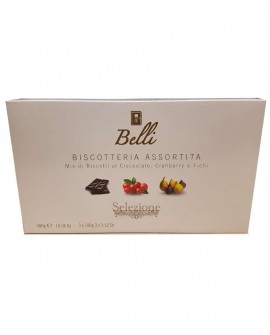 Belli Biscottini Assortiti - cioccolato, cranberry e fichi - astuccio regalo 300g - Biscottificio Belli