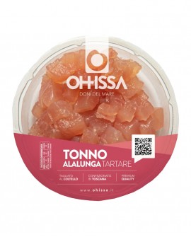 Tartare di Tonno Alalunga - crudo in ATM - vaschetta 100g - monoporzione piatto pronto - OHISSA Fratelli Manno