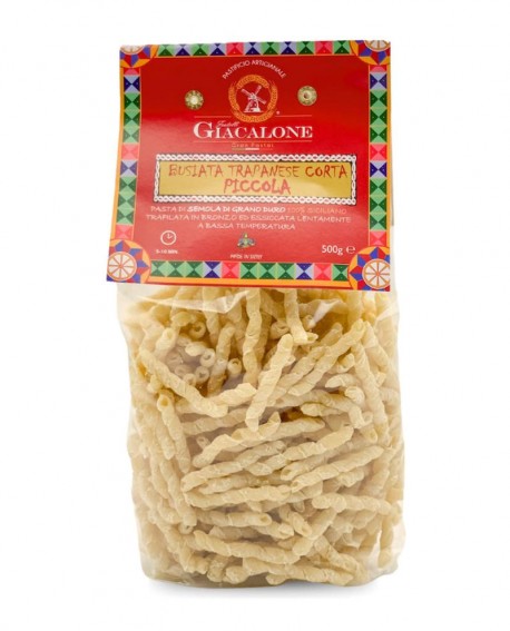 Busiata trapanese corta piccola di semola di grano duro siciliano - 500g -Cartone 24 pezzi - Pastificio F.lli Giacalone