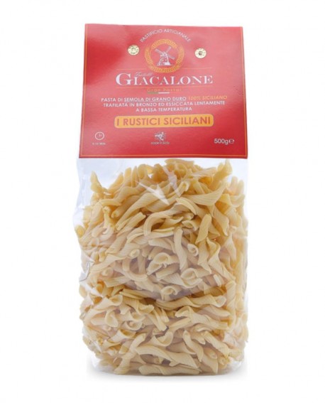 Rustici Siciliani di semola di grano duro siciliano - 500g trafilata al bronzo-Cartone 24 pezzi-Pastificio F.lli Giacalone