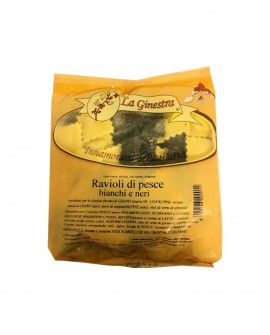 Ravioli di Pesce bianchi e neri - 1 kg pasta fresca all'uovo ripiena SURGELATA - Pastificio La Ginestra