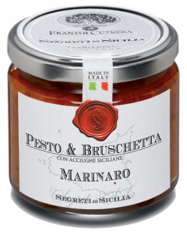 Pesto & Bruschetta Marinaro con acciughe siciliane - vasetto di vetro 212 - 190 g - Frantoi Cutrera Segreti di Sicilia