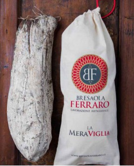 Bresaola della Valchiavenna artigianale, Punta D'Anca affumicata Meraviglia - 4,2 kg stagionatura 45gg - Bresaola Ferraro