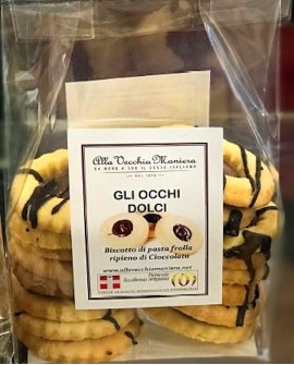 GLI OCCHI DOLCI, biscotto di pasta frolla ripieno di Cioccolato - 180g - Pasticceria Alla Vecchia Maniera