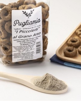 Taralli al Grano Arso artigianali, I Piccoletti - busta 300g - Forno Pugliamia