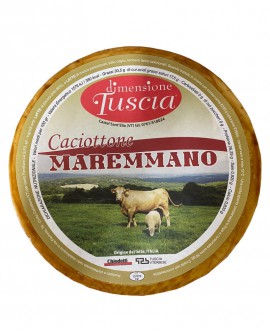 Caciottone Maremmano - formaggio con latte misto semi saporito - 3,8Kg - stagionatura 45 giorni - Dimensione Tuscia